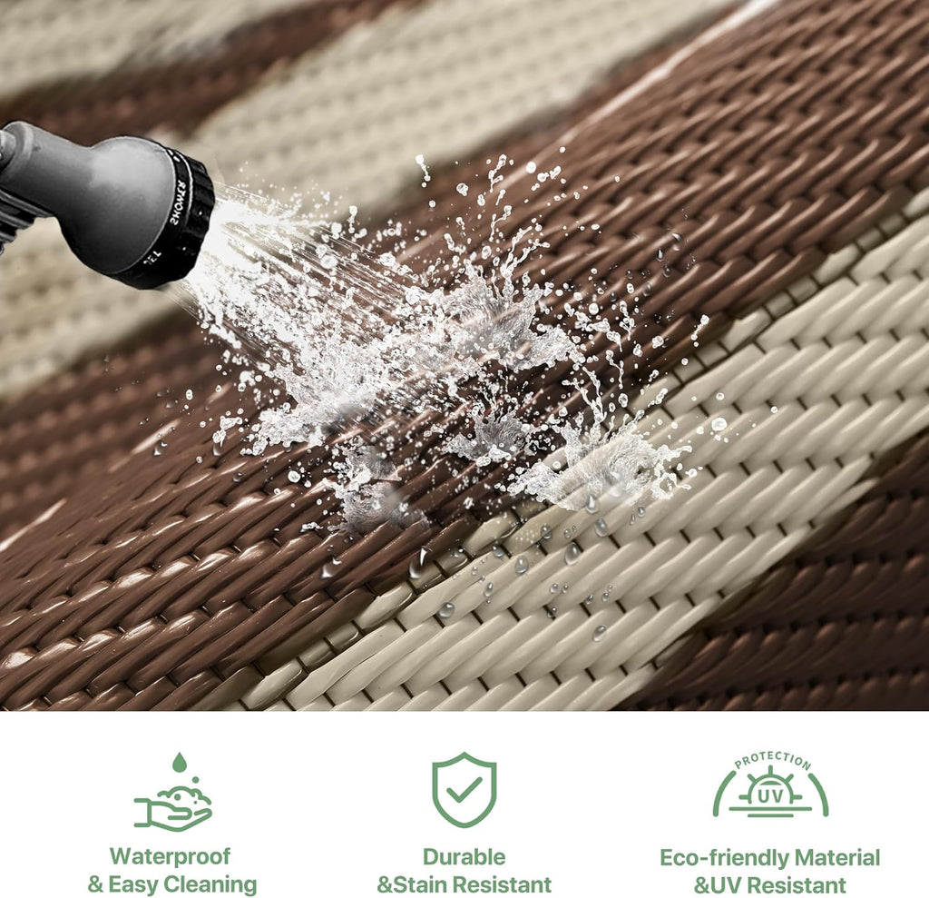 GENIMO Outdoor Rug, Waterproof Plastic Rugs for Patio, 9'x12' Coffee Beige