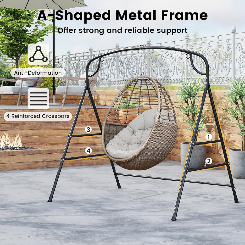 GIANTEX 660-Lbs Metal Hammock Stand - Heavy Duty Porch Swing Stand w/ 4 Support Bars, 2 Hanging Ways, A-Frame Hanging Stand for Lawn Garden Backyard Indoor Outdoor, Hammock Chair not Include