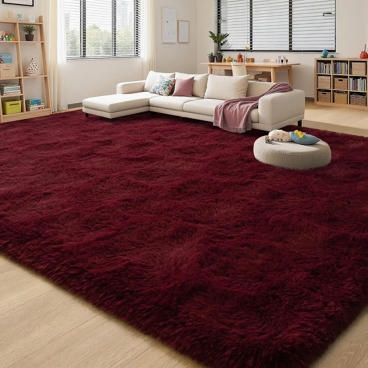 8x10 Large Burgundy Red Area Rug Plush