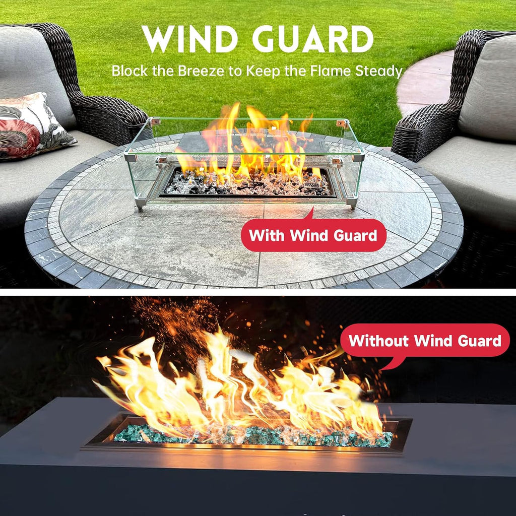 Fire Pit Wind Guard, 23.5" x 7.5" Fire Pit Wind Guard Rectangle