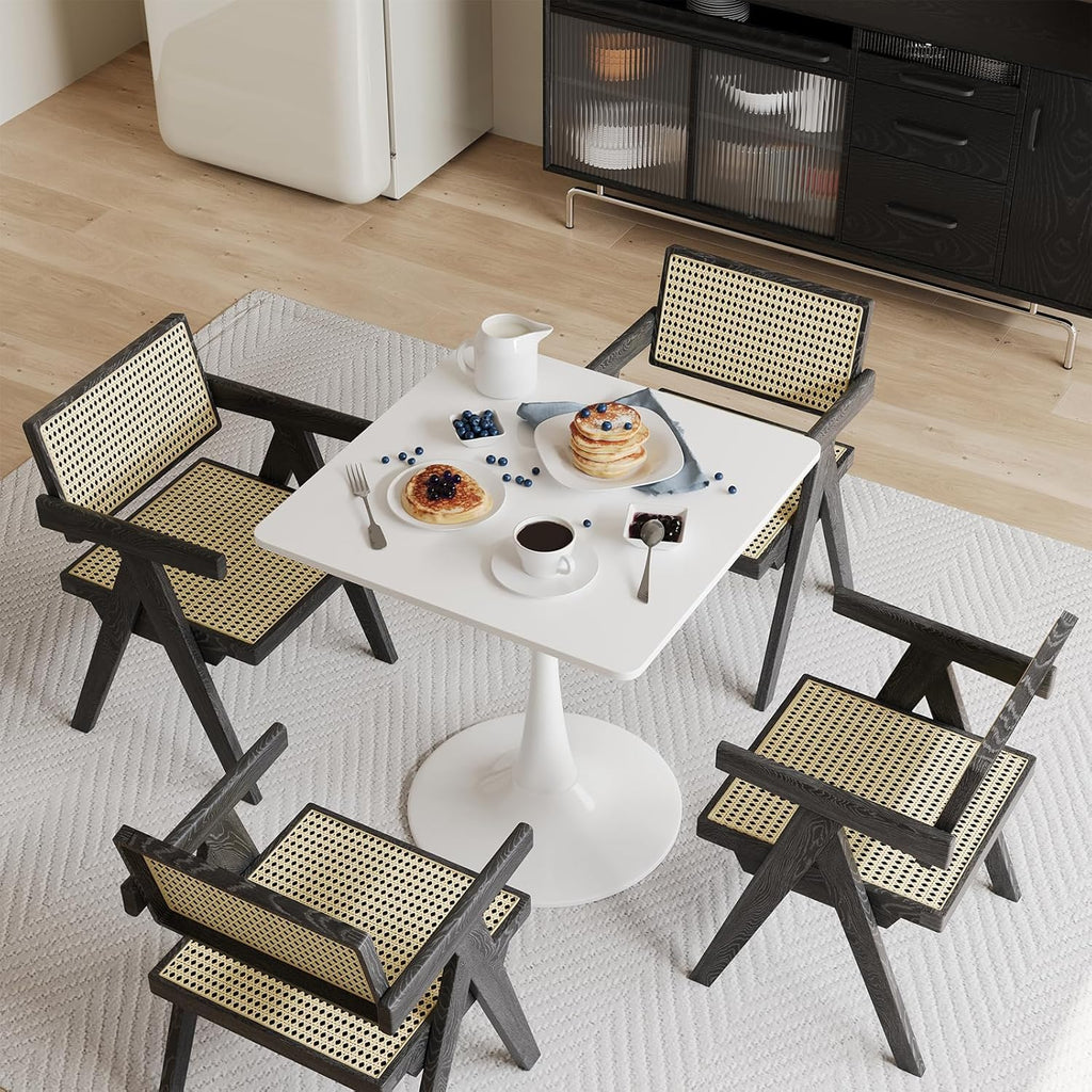 White Square Tulip Table for 2 Person, 24 Inch Small Kitchen Dining Table