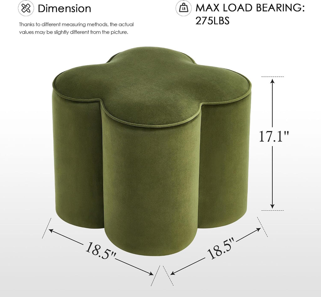 Zesthouse Flower Pouf Ottoman Foot Rest, Velvet Fabric Poofy Ottoman Stool