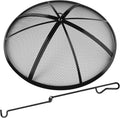 Fire Pit Spark Screen, Fire Pit Screen 24 Inch Round with Handle & Poker