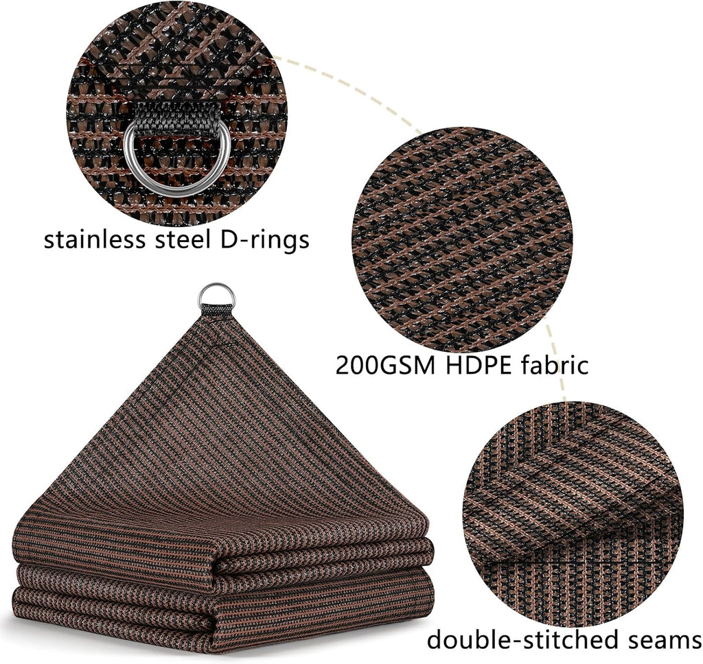 POYEE 90% 10x30ft Sun Shade Cloth with Reinforced Corner Webbing & D-Rings