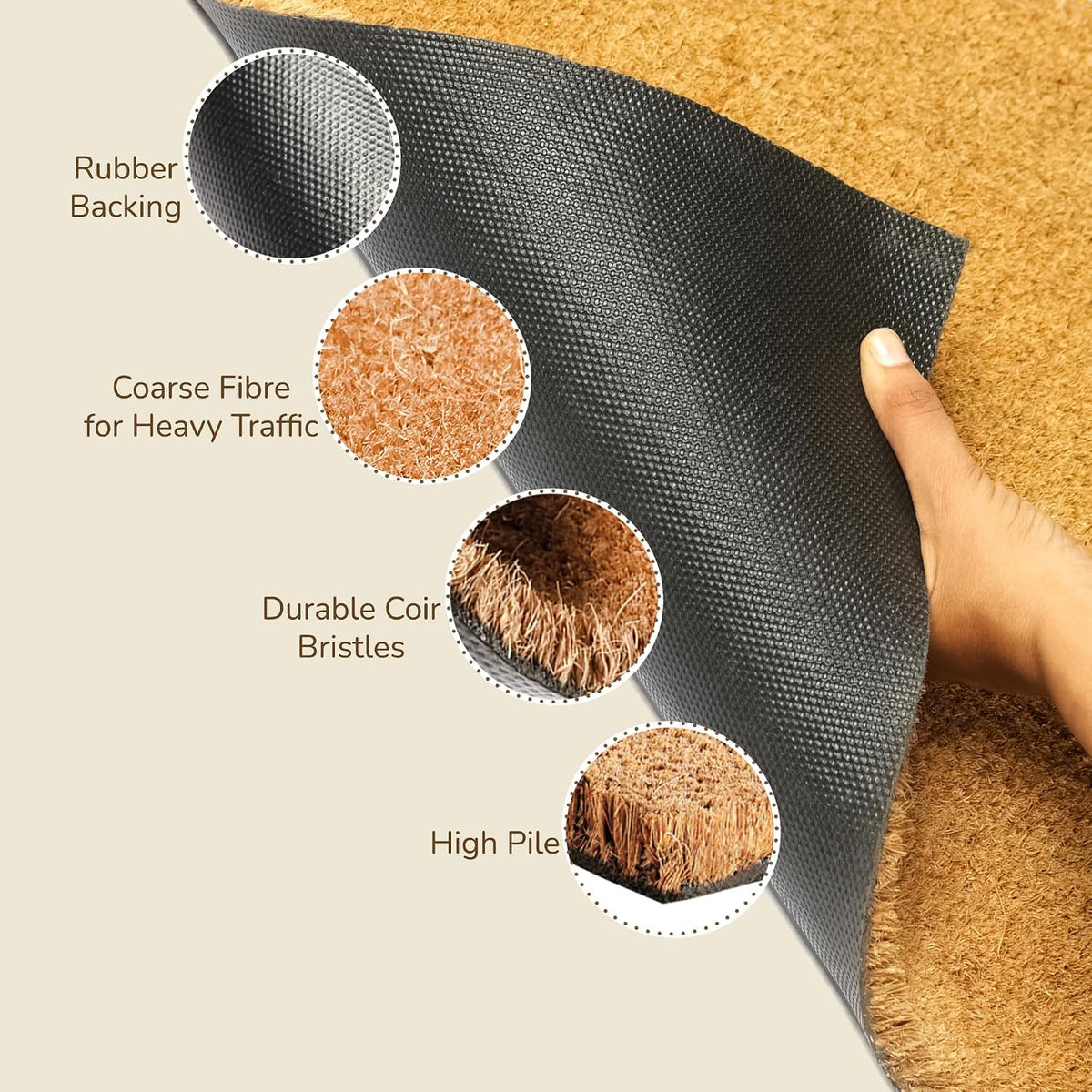 Coco Coir Door Mat DIY Plain Welcome Mat, Pack of 2, Beige 30x17