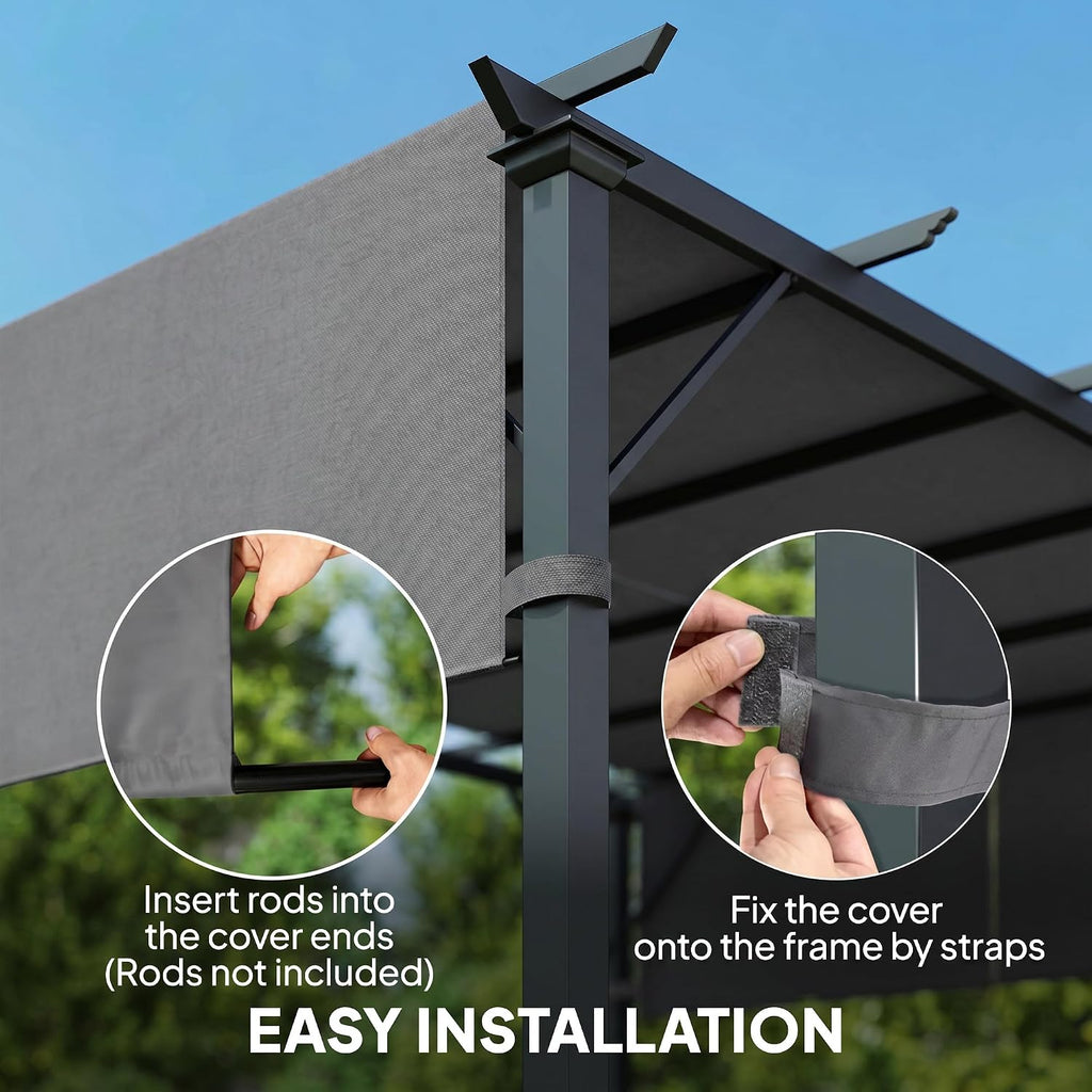Outsunny 2 PCS 4 x 16ft Pergola Canopy Replacement, Dark Gray