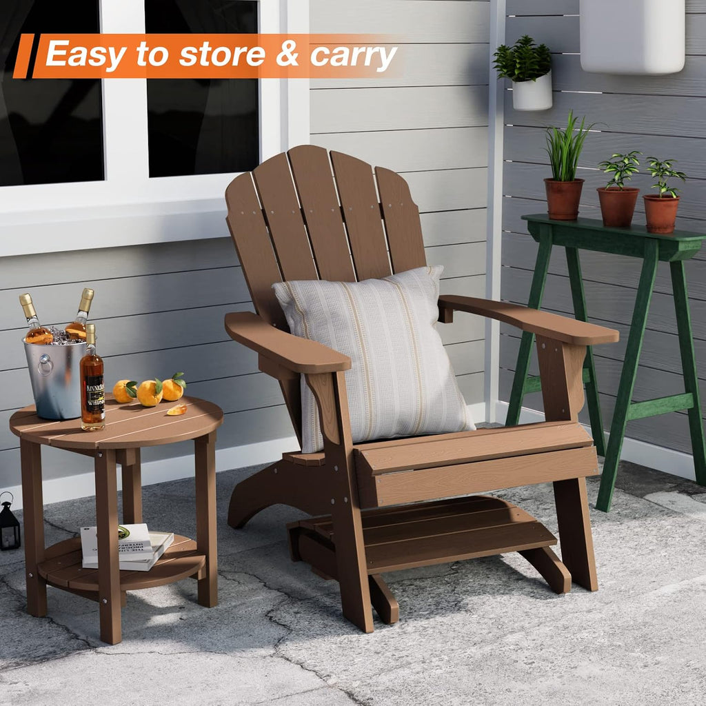 YEFU Folding Adirondack Ottoman Outdoor Set of 2, Teak