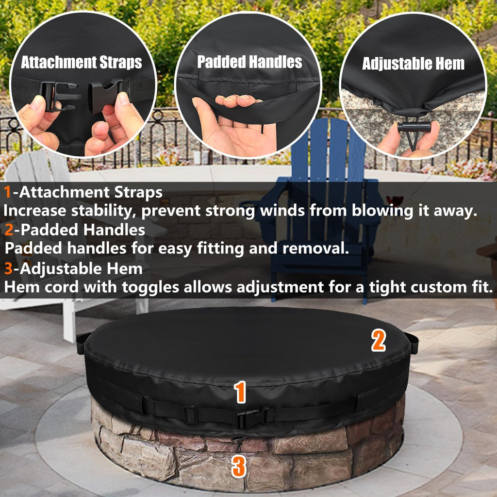 Round Fire Pit Cover for In-Ground Fire Pits 60-64 Inch