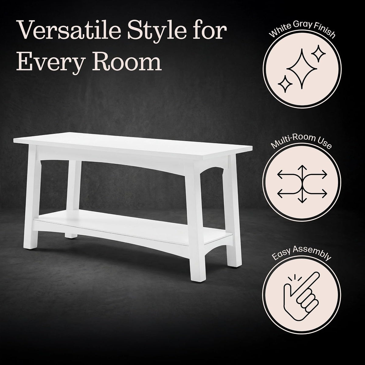 Alaterre Furniture Craftsbury Entryway Bench with Storage Shelf, White, 36”
