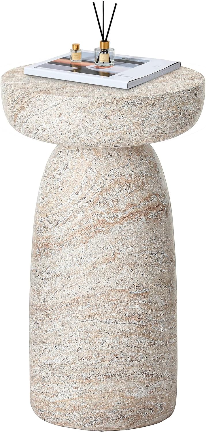 24" Side Table Outdoor, Large Modern Geometric End Table