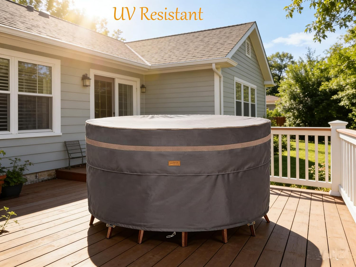 Round Patio Table Cover Outdoor Furniture Waterproof 96"Dia