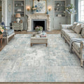8x10 Blue Cream Abstract Area Rug