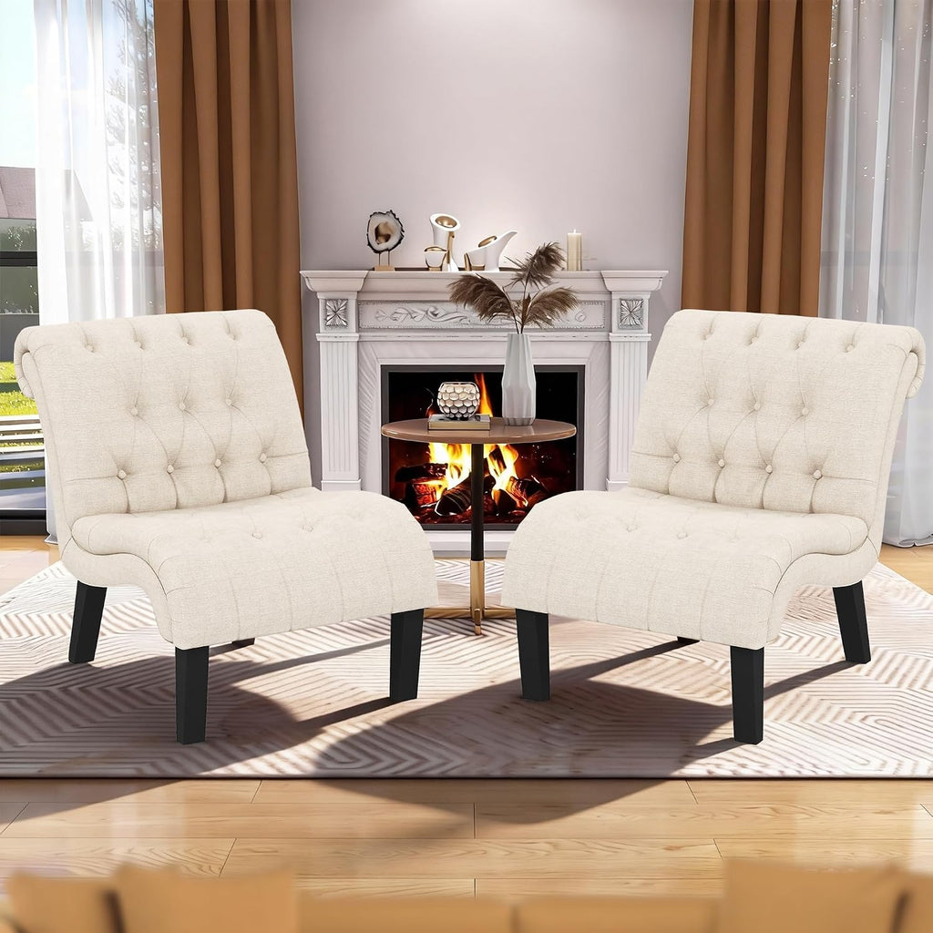 Mid Century Modern Accent Chair, Upholstered Button Tufted Chair