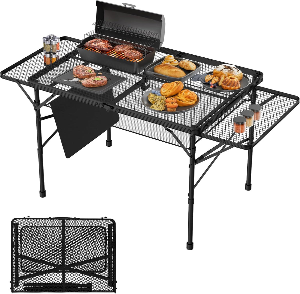 WildFinder Folding Table with 2 Wing Panels, 3x2 FT Foldable Camping Table