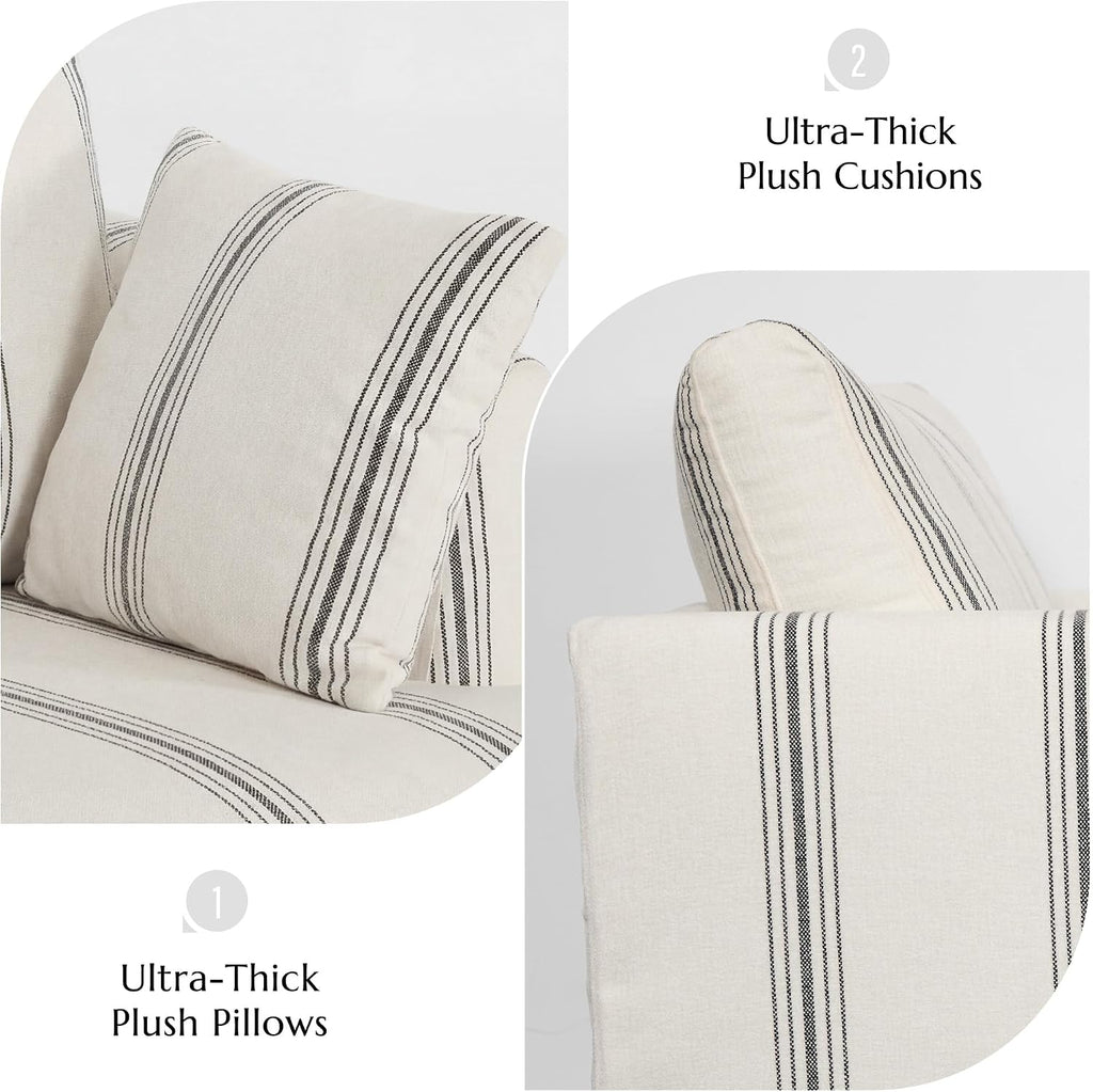 Coastal Removable Accent Chair for Living Room, 40", Chenille, Stripe