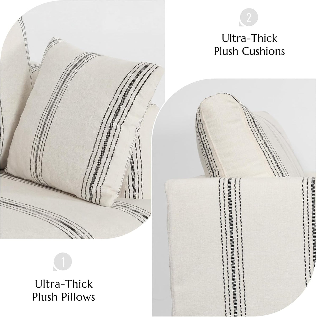 Coastal Removable Accent Chair for Living Room, 40", Chenille, Stripe