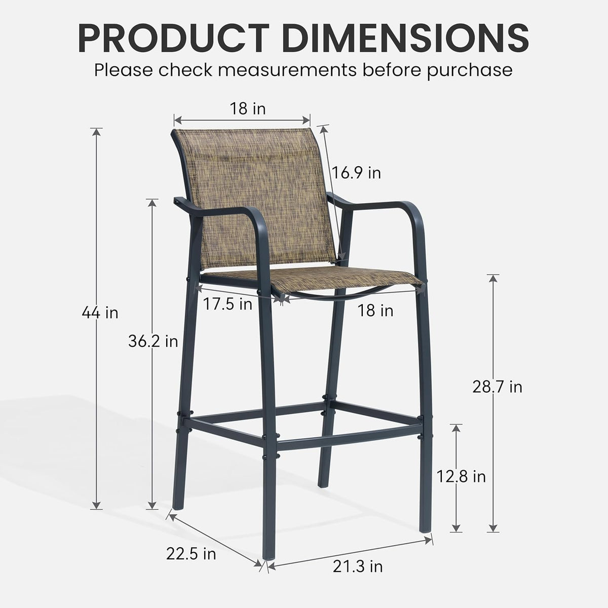 Crestlive 28.7" Outdoor Bar Stools Set of 4, 500 lb Mesh Patio Bar Chairs