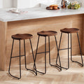 HeuGah Wood Bar Stools Set of 3, 30" Backless Saddle Seat Barstools