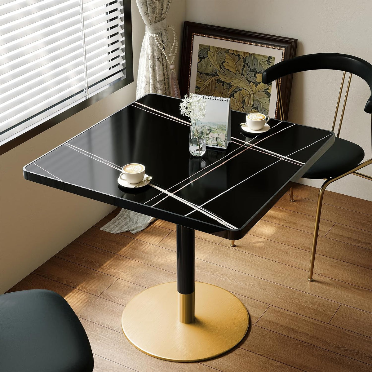 31.5'' Tulip Table, Square Dining Table with Sintered Stone Tabletop