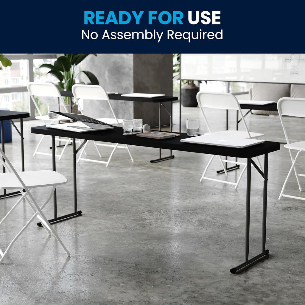 Flash Furniture 6 ft Plastic Folding Training Table, Black