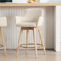 ONEVOG Swivel Counter Height Bar Stools with Backs, Natural Solid Wood Legs