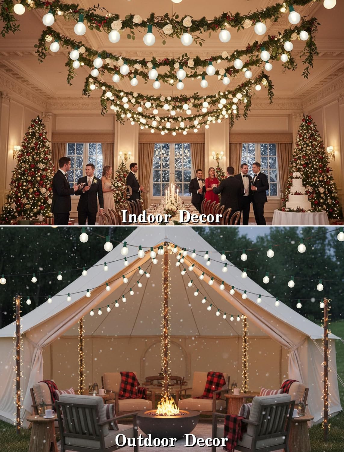50ft g40 led christmas lights with 27 led, front angle view