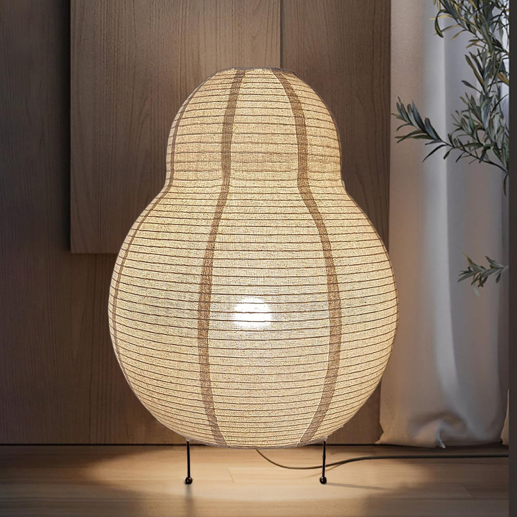 Akari Noguchi Japanese Floor Lantern Lamp, Japandi Linen Floor Table Lamp