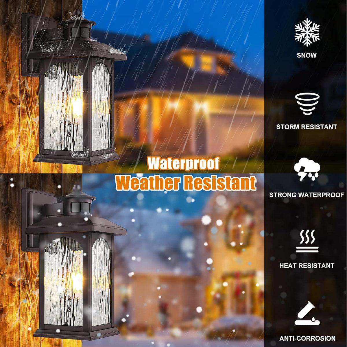 FILIYANO Motion Sensor Outdoor Wall Lights, Oil Rubbed Bronze, 2 Pack