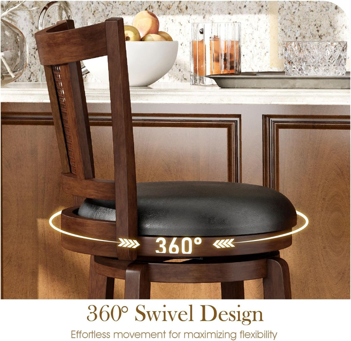 Sophia & William 26 Inch Swivel Bar Stools Set of 2, Counter Height Stools