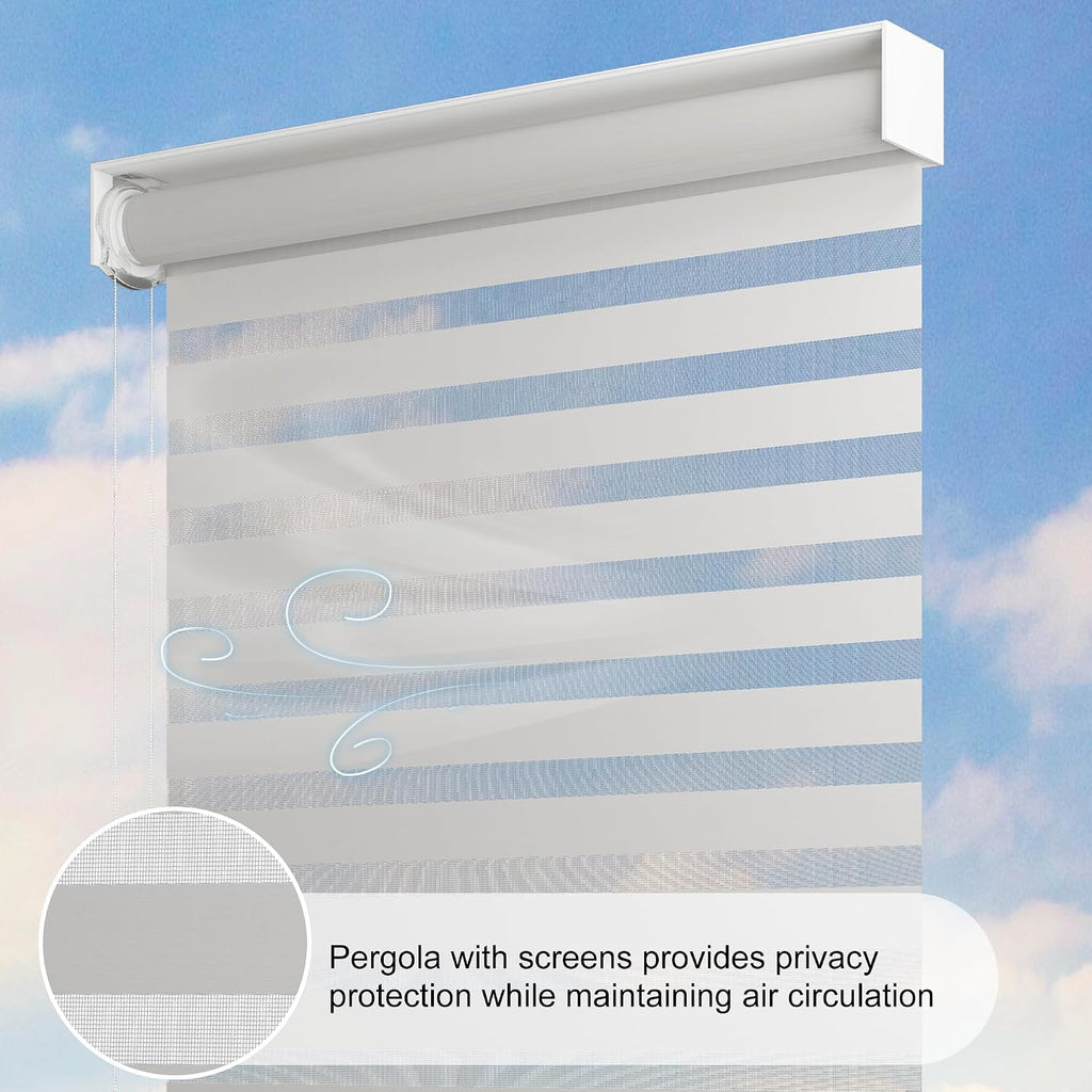 PURPLE LEAF Louvered Pergola 14' x 20' White, 1 Long Side, 2 Short Sides