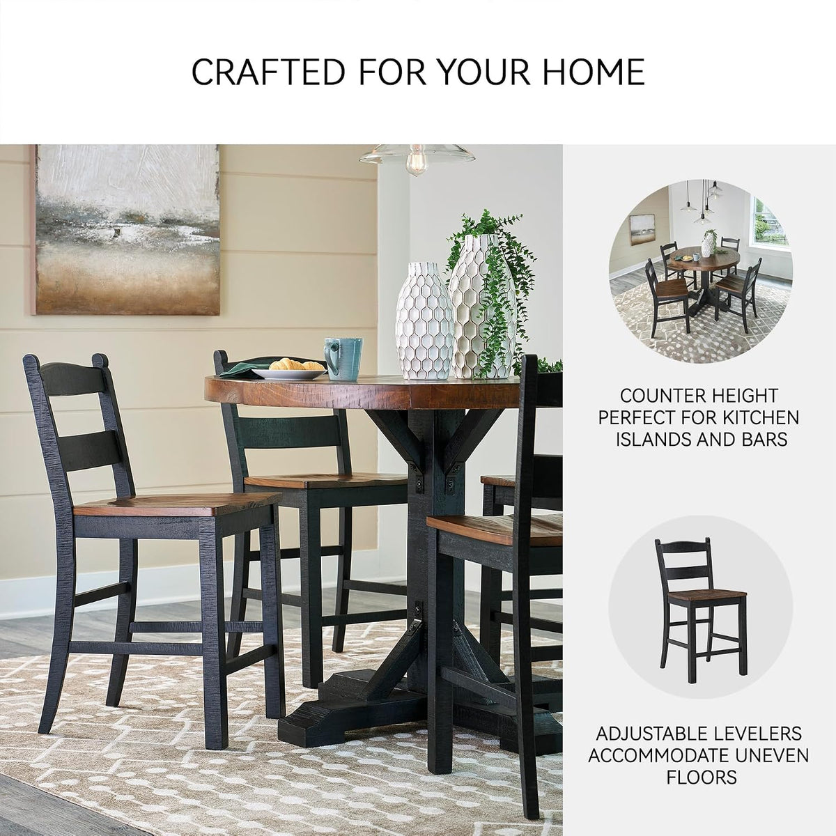 Signature Design by Ashley Counter Height Bar Stools, Set of 2, Farmhouse