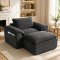 57" Oversized Chair with Ottoman, Deep Seat Chaise Lounge Chair Indoor