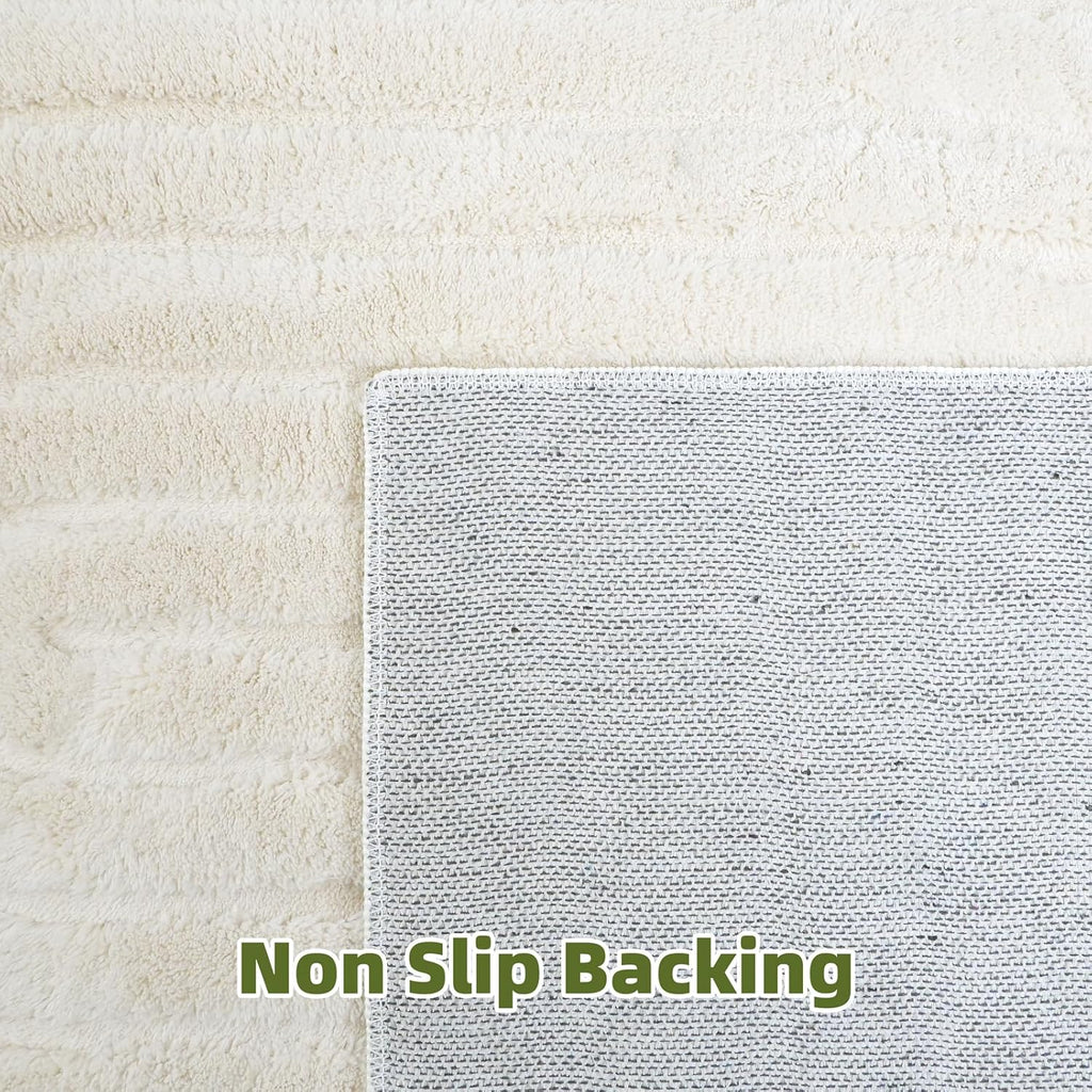 Beige Solid Area Rug 8x10, Washable Rugs for Living Room Bedroom