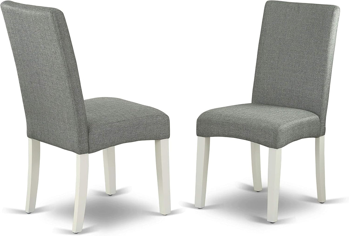 East West Furniture DLDR5-LWH-07 5 Piece Dining Set, Linen White Finish