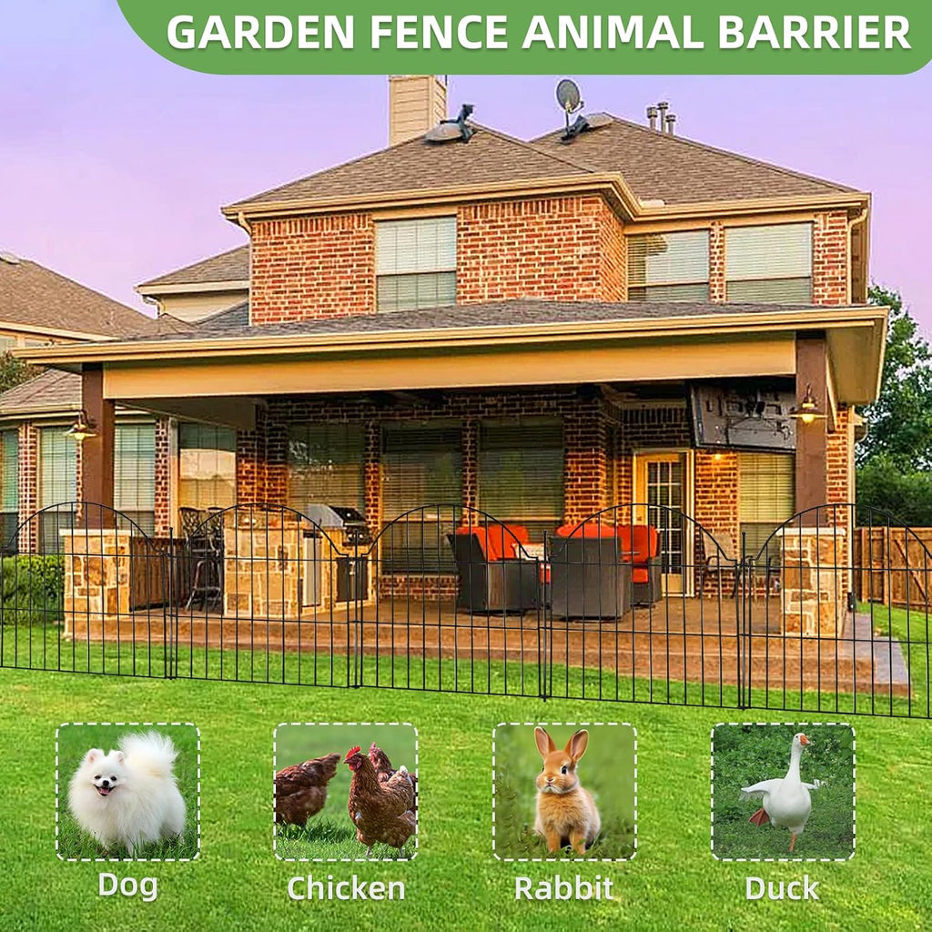 5 Panels No Dig Decorative Small Garden Fence with Gate, 24in (H) x10ft(L)