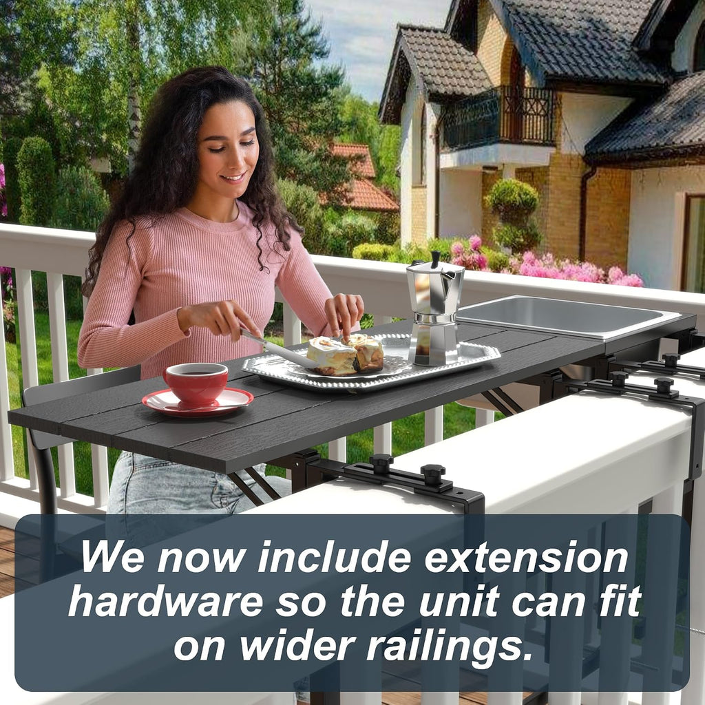 gdlf balcony table for railings, hanging patio table, side view