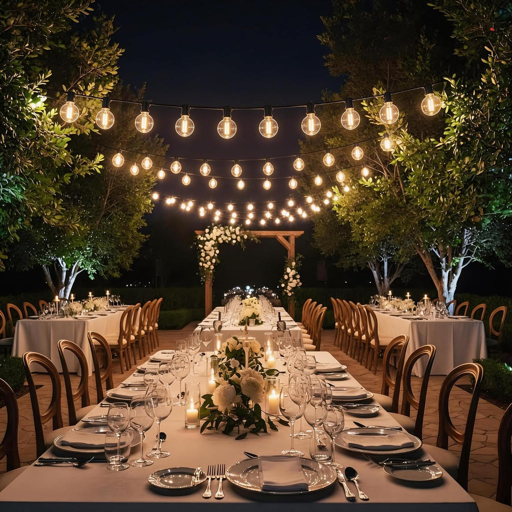 RTTY 120 FT Outdoor String Lights Waterproof, Patio Light 62 LED Bulbs