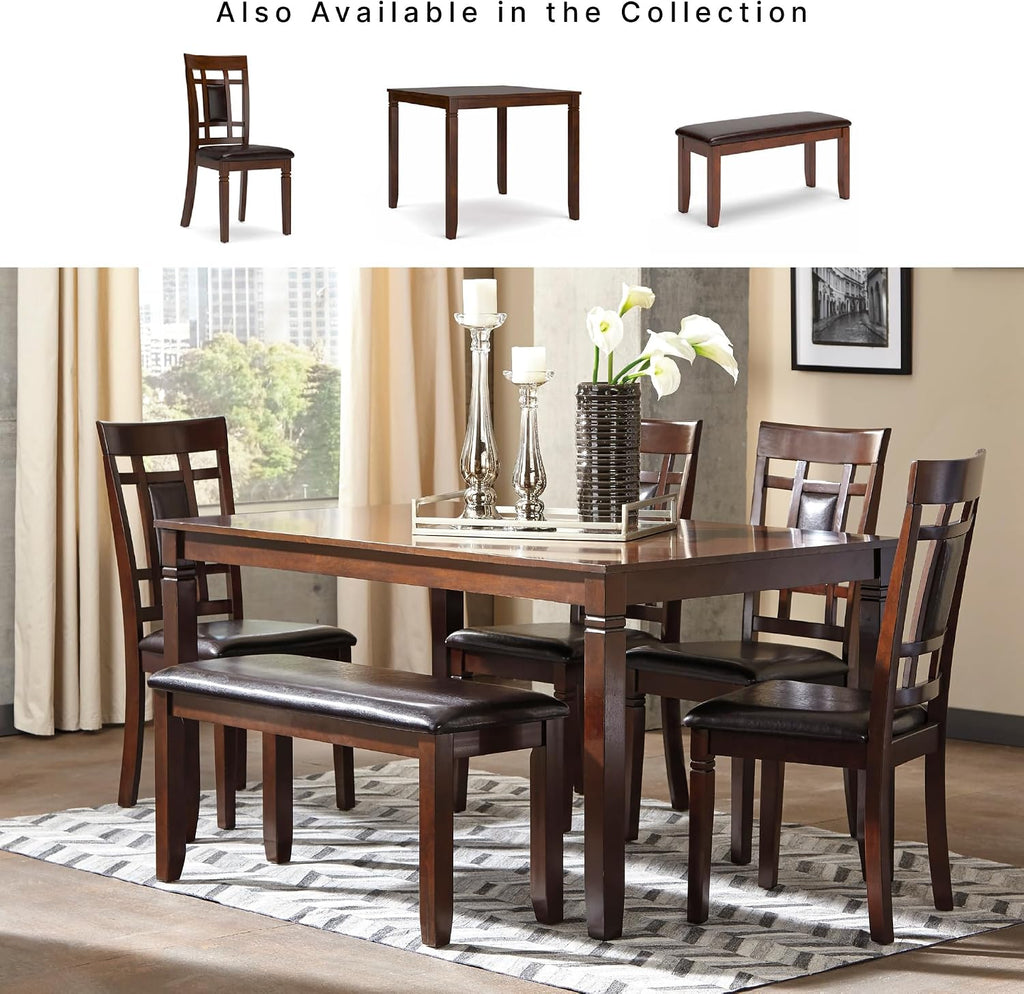 Signature Design by Ashley 6-Piece Dining Table Set with Bench, Dark Brown
