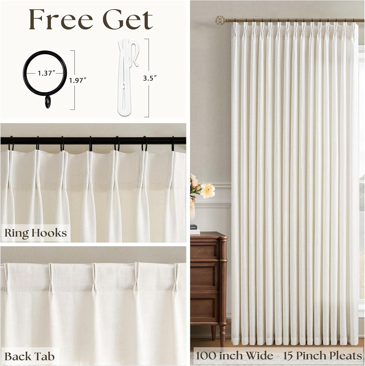 Extra Wide Pleated Curtains 108 Inches Long 100 Inch Width 100x108