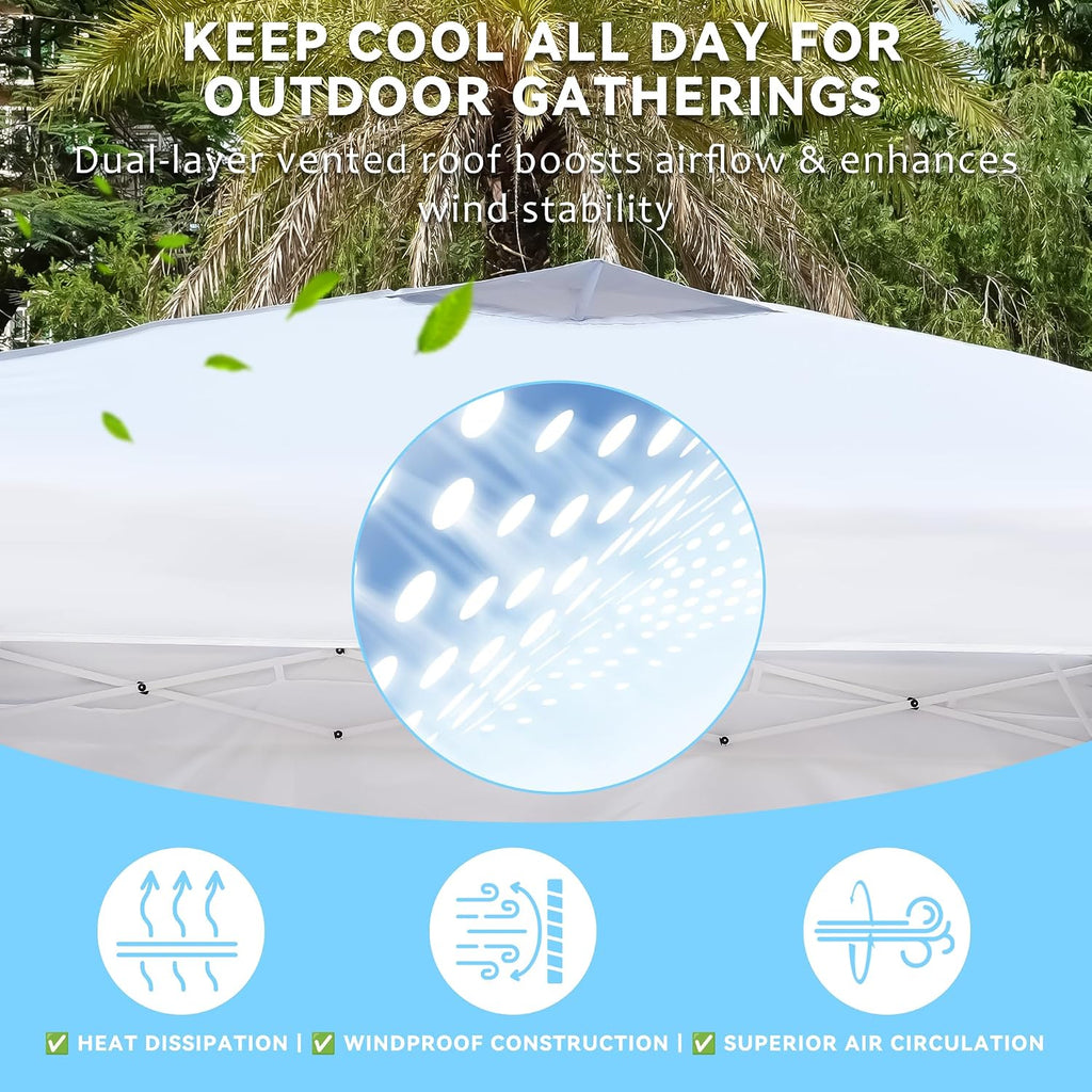 10x10 pop up canopy tent with 3 sidewalls shown in use