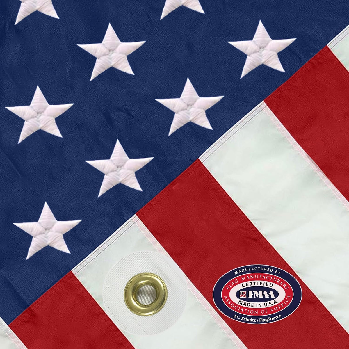 American Flag with Embroidered Stars and Sewn Stripes, Nylon - 30x60 ft