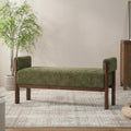 VKNOW 51.8”End of Bed Bench Upholstered Bedroom Bench with Arms, Green