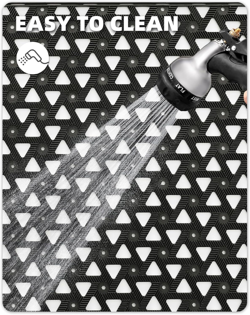 Color&Geometry Door Mat Outside Entrance with Drainage, 24"X36" Black