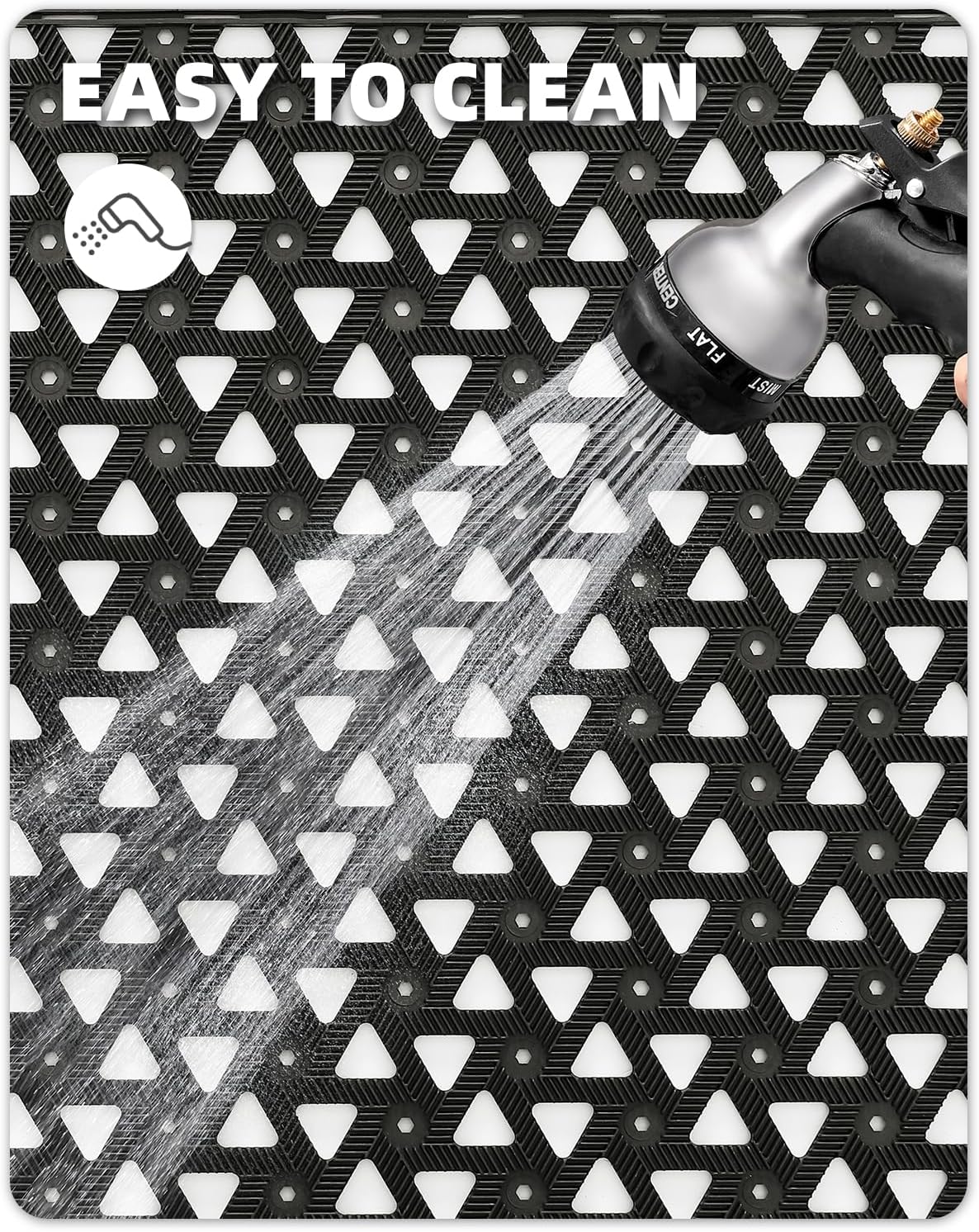 Color&Geometry Door Mat Outside Entrance with Drainage, 24"X36" Black