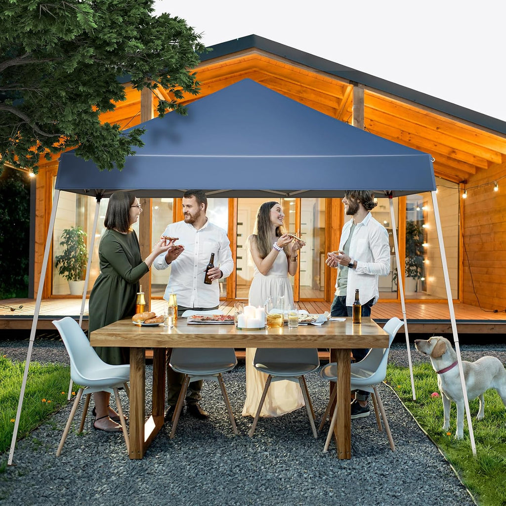 VINGLI 10x10 ft Pop Up Canopy Tent, Easy Up Tent Canopy, Foldable Portable Canopies for Camping, Patio, Outdoor Gazebo Slant Legs, Outdoor Instant Shelter Canopies with Carry Bag (Blue)