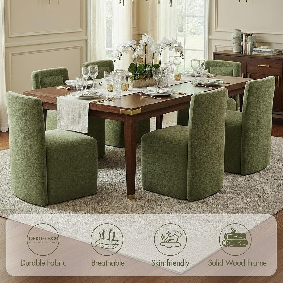 Hyfirm Upholstered Dining Chairs Set of 4, No Assembly Reception Chairs