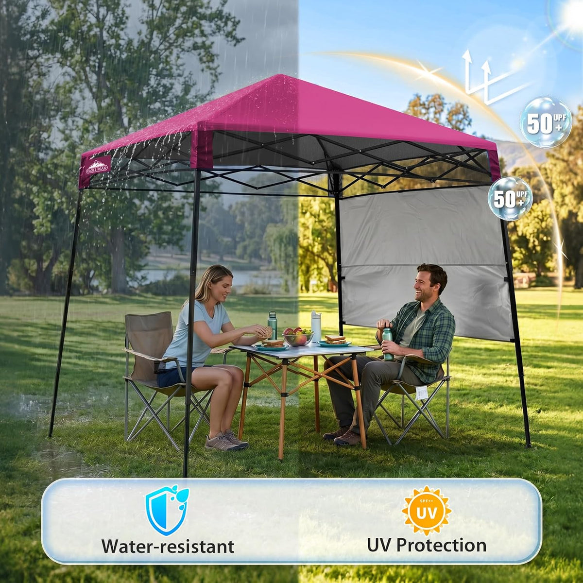 EAGLE PEAK 8x8 Pop Up Canopy Tent, Compact Backpack Canopy, Pink