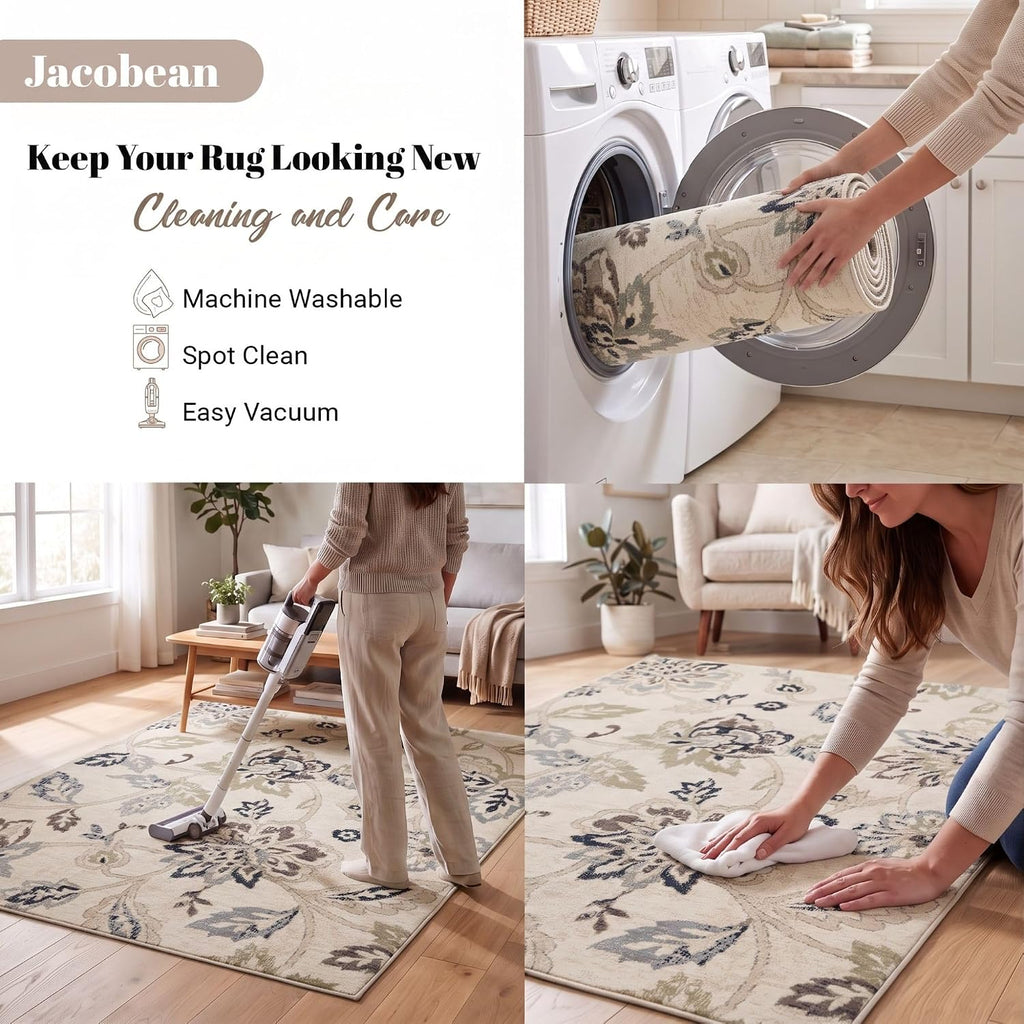 superior indoor large area rug, modern floral decor, package contents