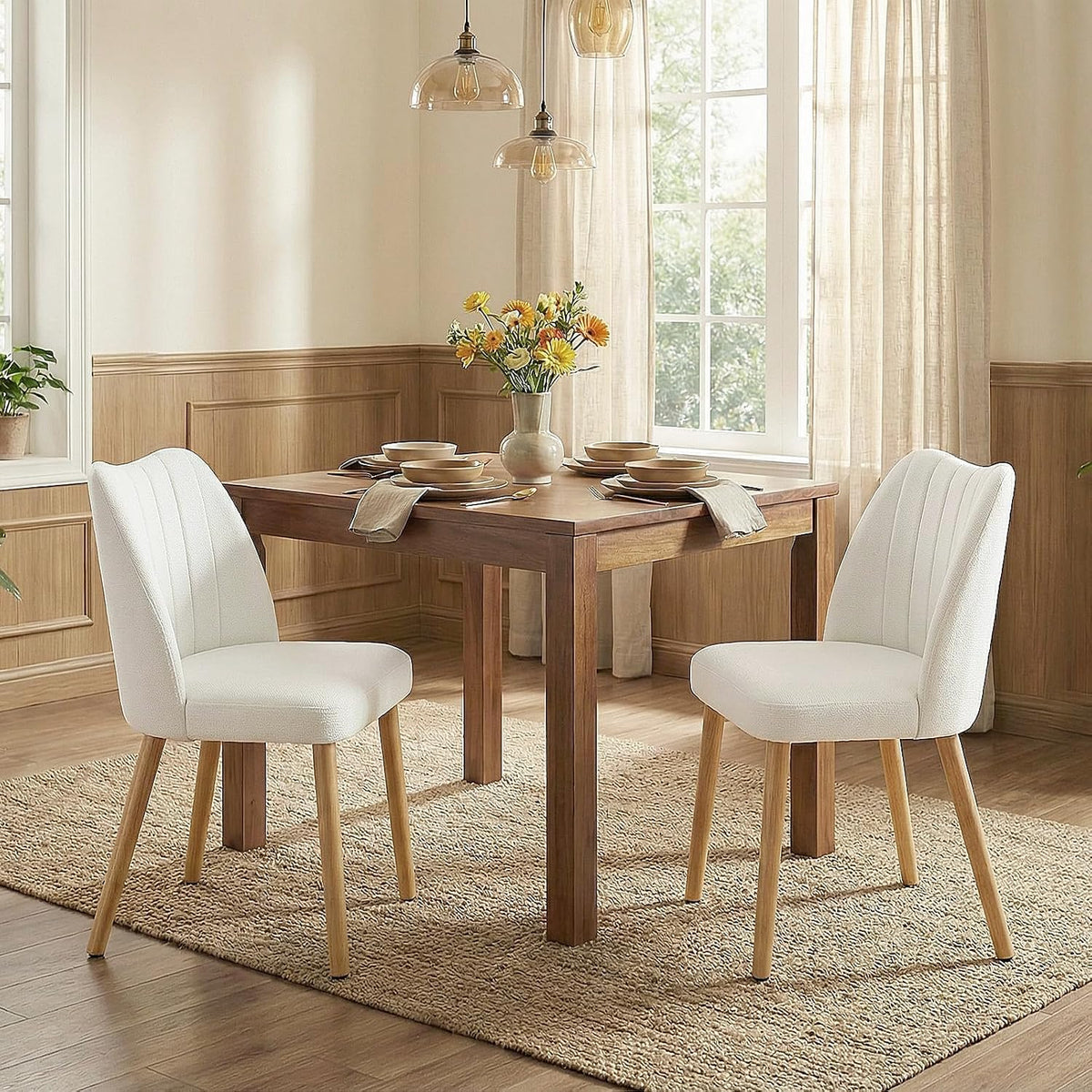 Garvee Wooden Dining Chairs Set of 6, Dining Room Chairs with Wood Legs
