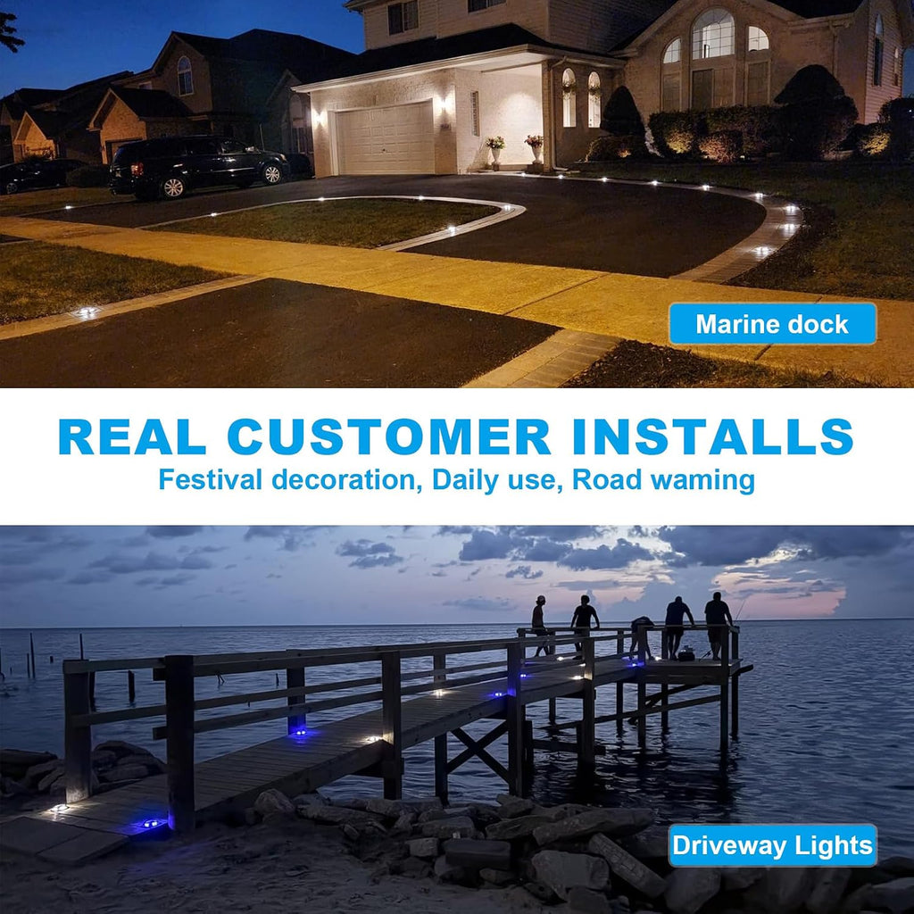 VOLISUN Solar Driveway Marker Lights Dock Marine Led Deck Outdoor 20 Pack